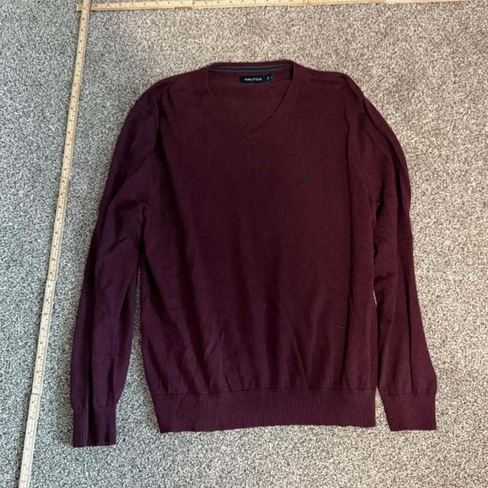 Nautica V-Neck Sweater Burgundy Size L